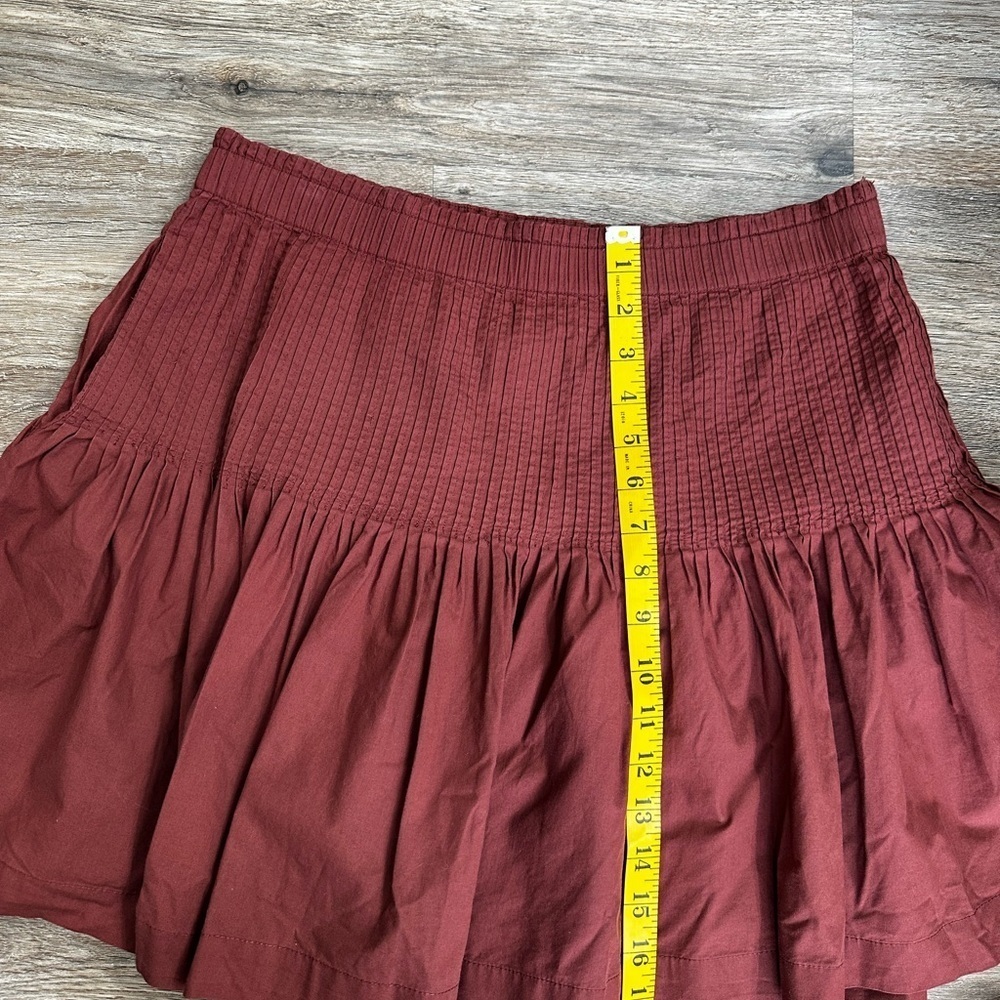 Anthropologie Womens Eula Mini Skirt Pintuck Pleated Flare Chocolate Size M - Picture 10 of 11